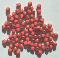 100 4mm Cathedral Opaque Coral with Bronze Ends